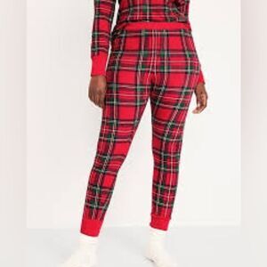 Old Navy High Waisted Plaid Waffle Knit Pajama Leggings NEW Pants Red Large